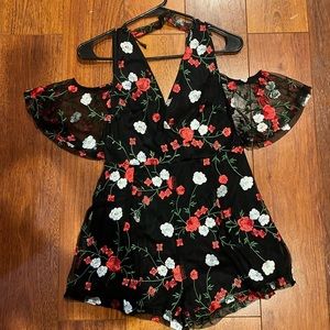 Rose Embroidered Romper